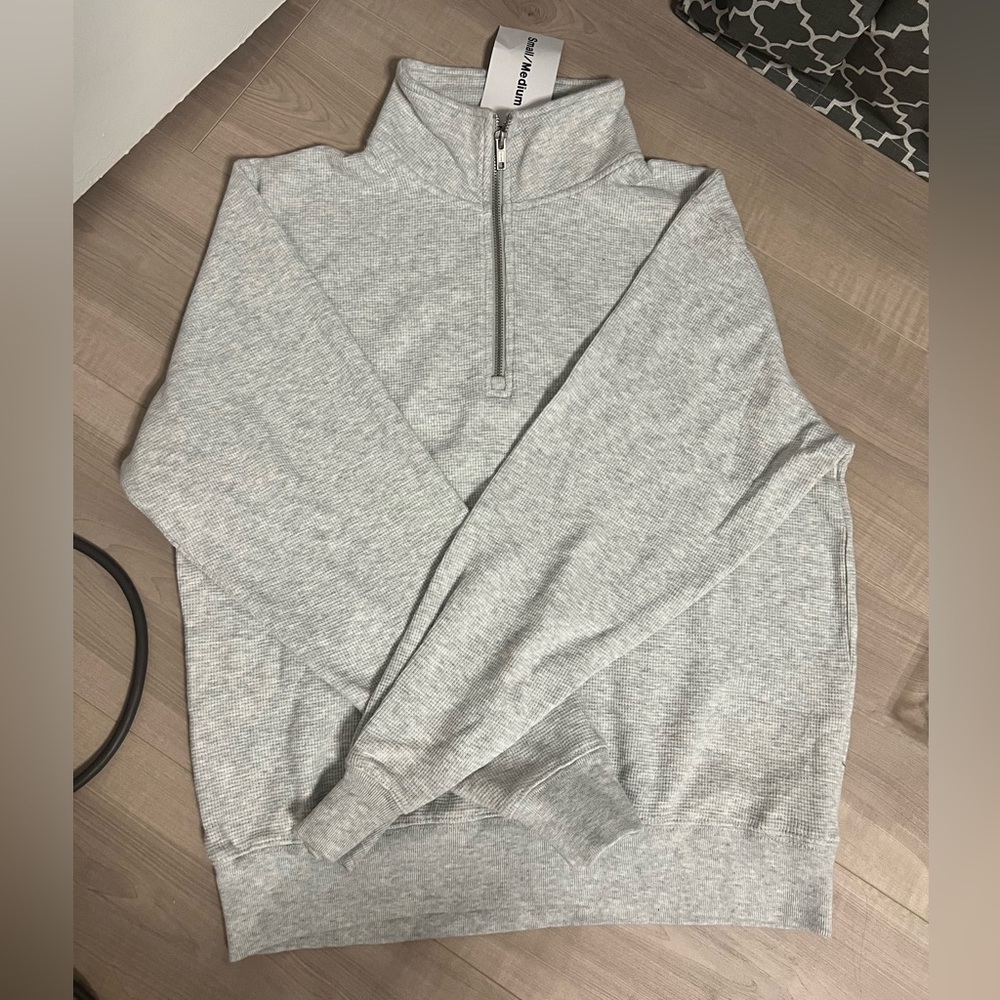 Brandy Melville Gray Half-Zip Sweater